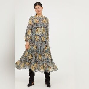 Morris & Co X H&M Floral Print Long Sleeve Midi Dress US Size 6